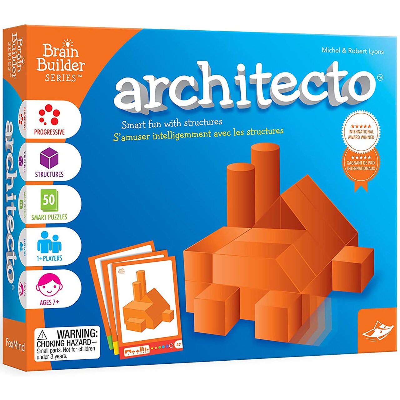 Foxmind Games: Architecto Spatial Logic and Dexterity Game, Smart Fun with Structures, 50 Smart Puzzles to Work Through, 6 Levels of Complexity, Develops STEM Skills, 1+ Players, For Ages 7 and up
